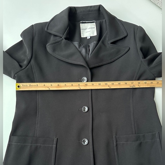 Larry Levine Sport Black Textured Lined Button Up Overcoat Jacket Women’s Large - Picture 4 of 7